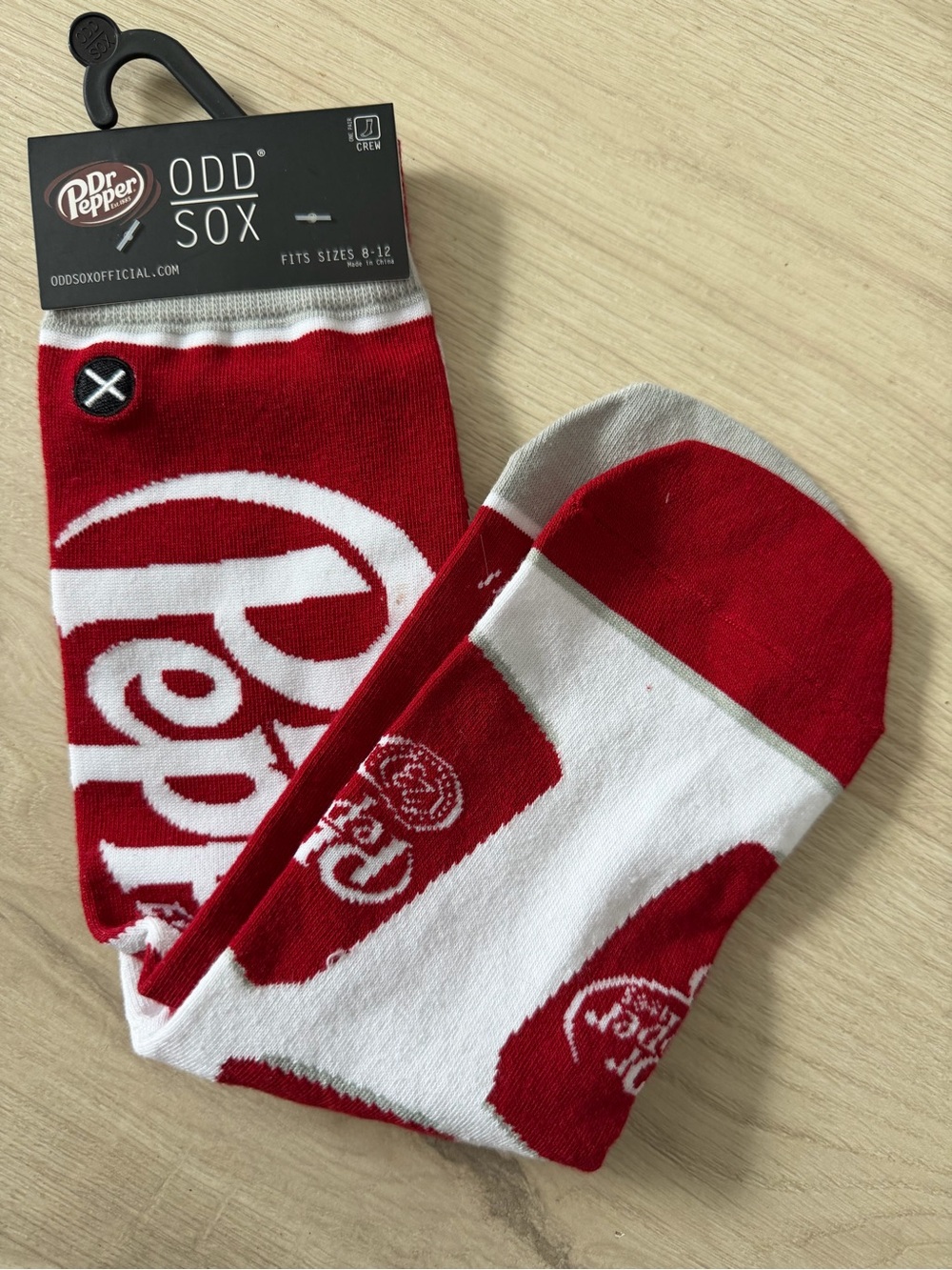 New! Dr Pepper Odd Sox Logo Novelty Crew Socks Red White